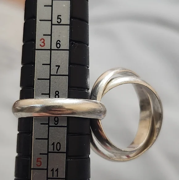 Vintage Sterling Silver Russian Wedding Ring Mexico 925 - Picture 8 of 9